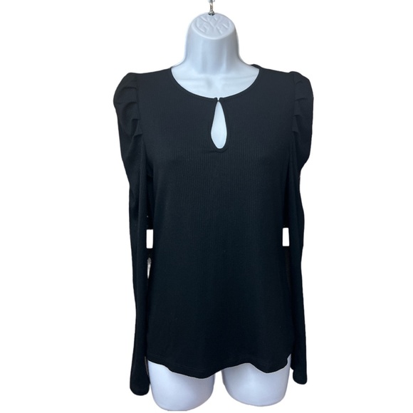 Sz XS Ann Taylor Black Long Sleeve Top - Picture 2 of 7